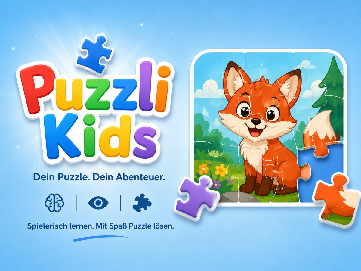 Puzzli Kids Spielszene mit farbenfrohem Kinderpuzzle